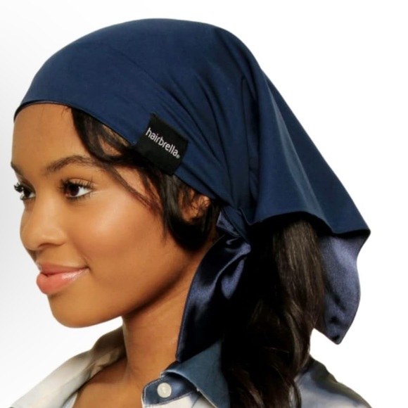 Accessories - NWOT Satin-Lined Bandana, dark blue Waterproof Rain Scarf, Headband, Satin Scarf